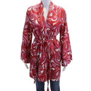 CinCin Womens Cotton Striped V-Neck Wrap Tied Blouse Top Pink Size S/M